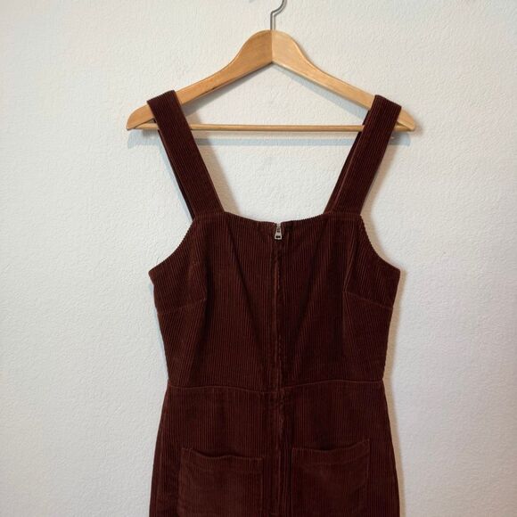 Free People Brown Luna Corduroy Zip-Front Overall Jumpsuit Women's Size 4 - Picture 3 of 6